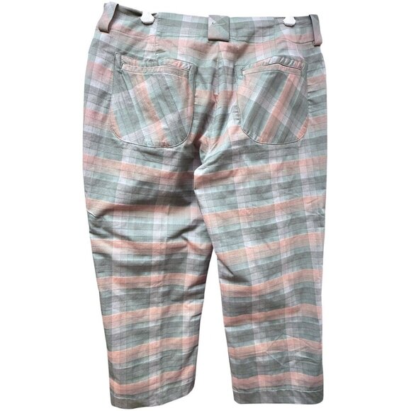 NIKE Golf Womens Pants Size 12 Pastel Green Pink Plaid Capri Sportswear - Picture 4 of 11